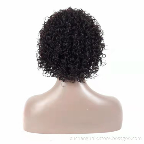 8 Inch Deep Water  Fringe Wig For Black Women,Wholesale Short Curly Wigs With Bang,Raw Brazilian Wigs Human Hair Lace Front